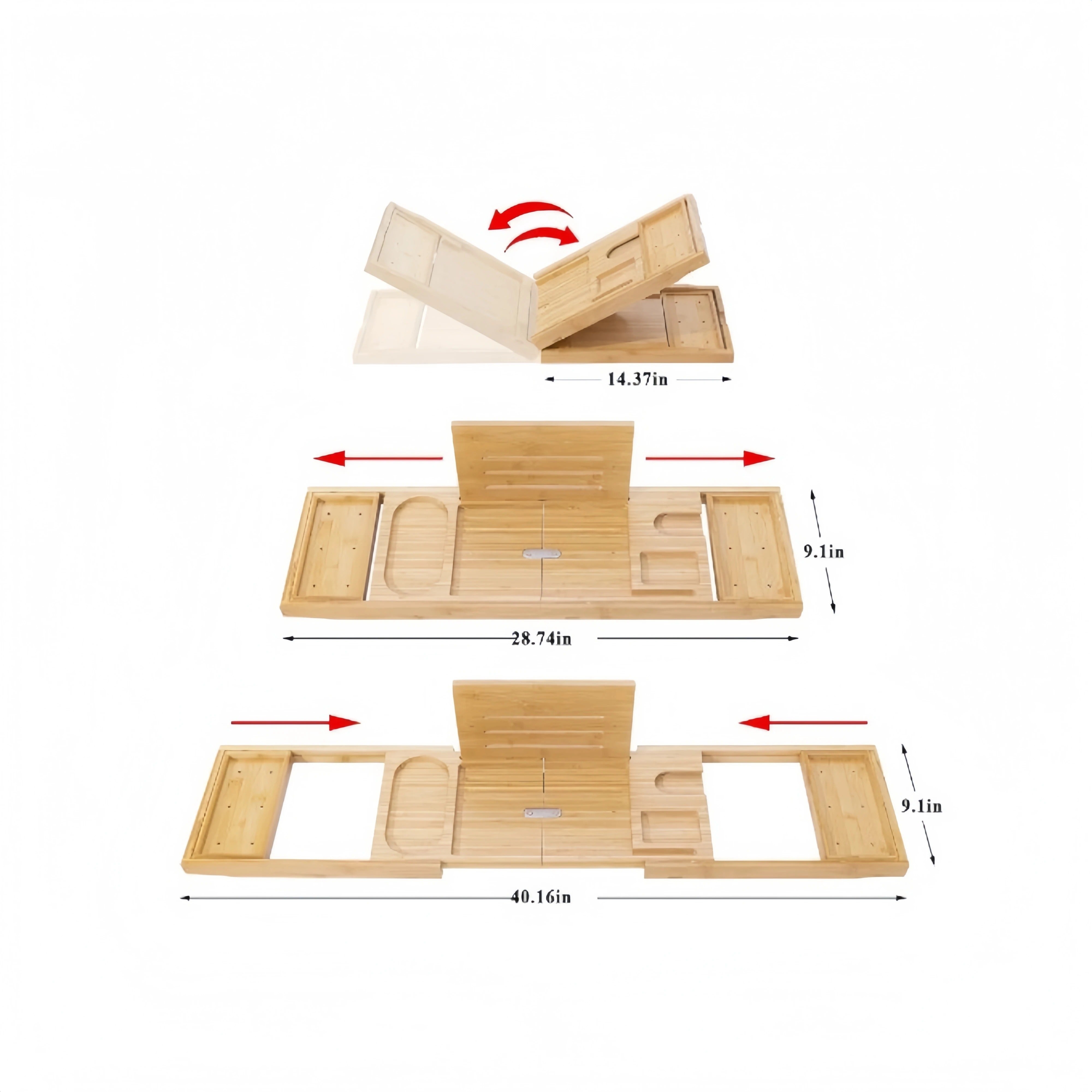 Extendable Bamboo Bath Caddy Tray — Spa Night Essential Extendable Bamboo Bath Caddy Tray — Spa Night Essential