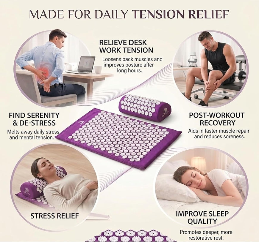 Acupressure Mat & Pillow Set — Back Pain & Sleep Support