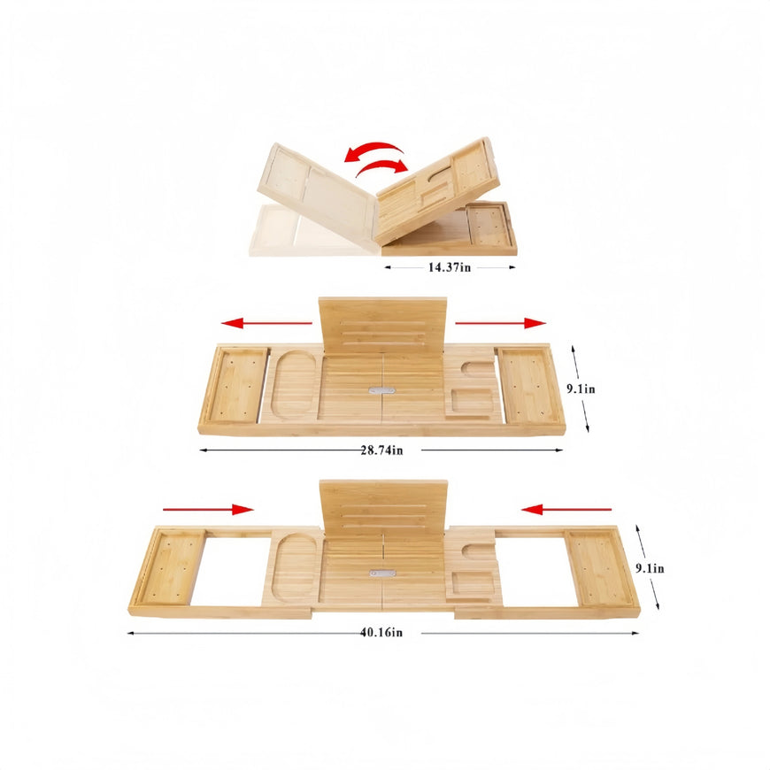 Extendable Bamboo Bath Caddy Tray — Spa Night Essential